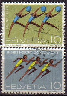 Suiza 1971 Scott 524-5 Sellos Deportes Deporte y Juventud Michel 940-1 Switzerland Suisse 